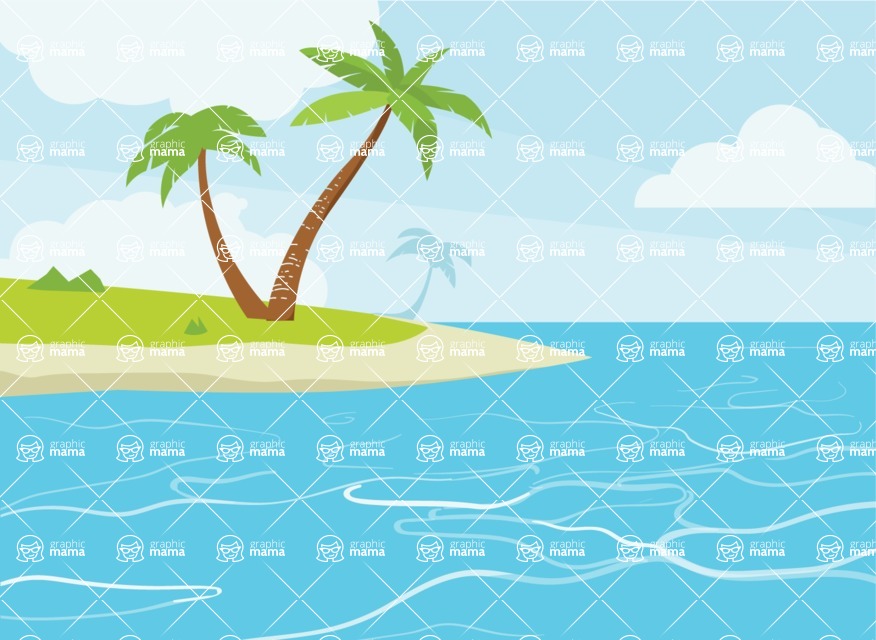 Nature Backgrounds, Patterns and Frames Themed Graphic Collection - Nature Island Vector Background